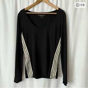Derek Lam 10 Crosby Athleta Black and Cream Long Sleeve Tee